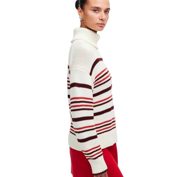 Madewell Ribbed Cotton Turtleneck Sweater in Stripe Size Small - Picture 4 of 13